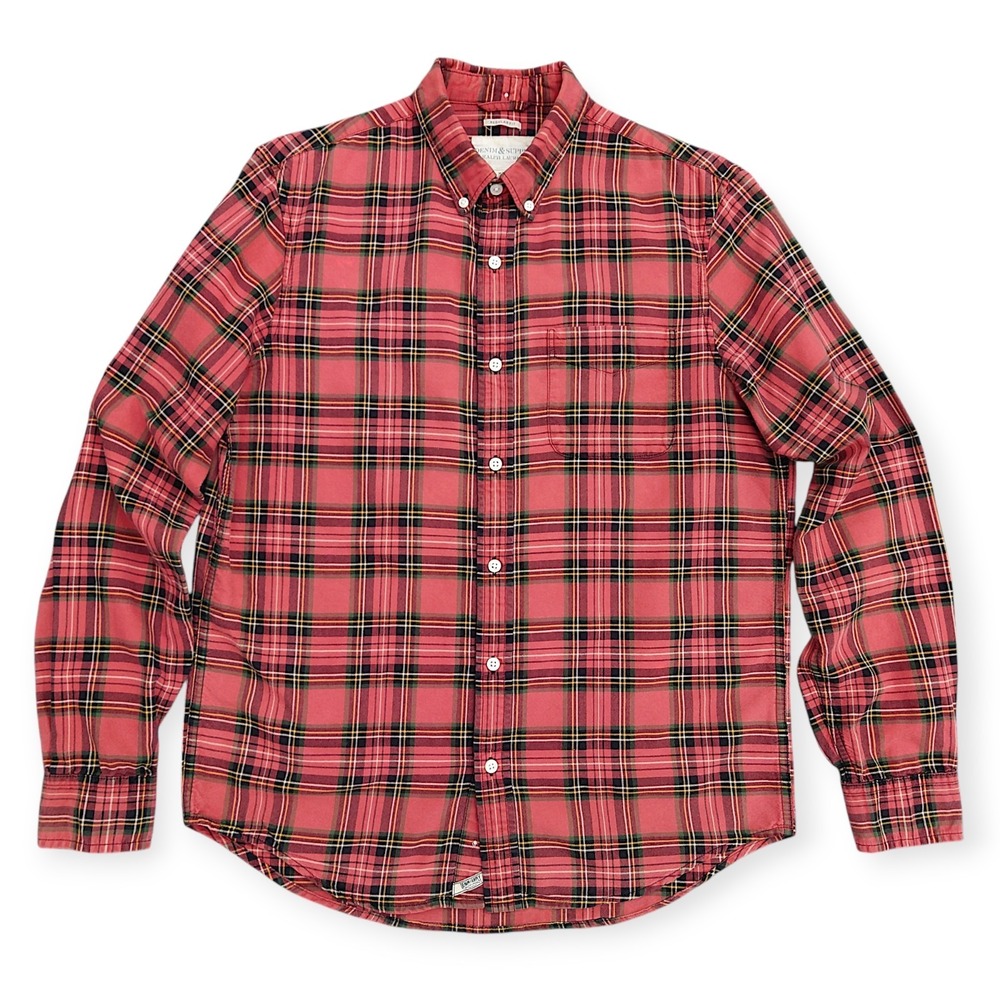 Denim and Supply Ralph Lauren Flannel Shirt Mens Medium Red Plaid Button Down